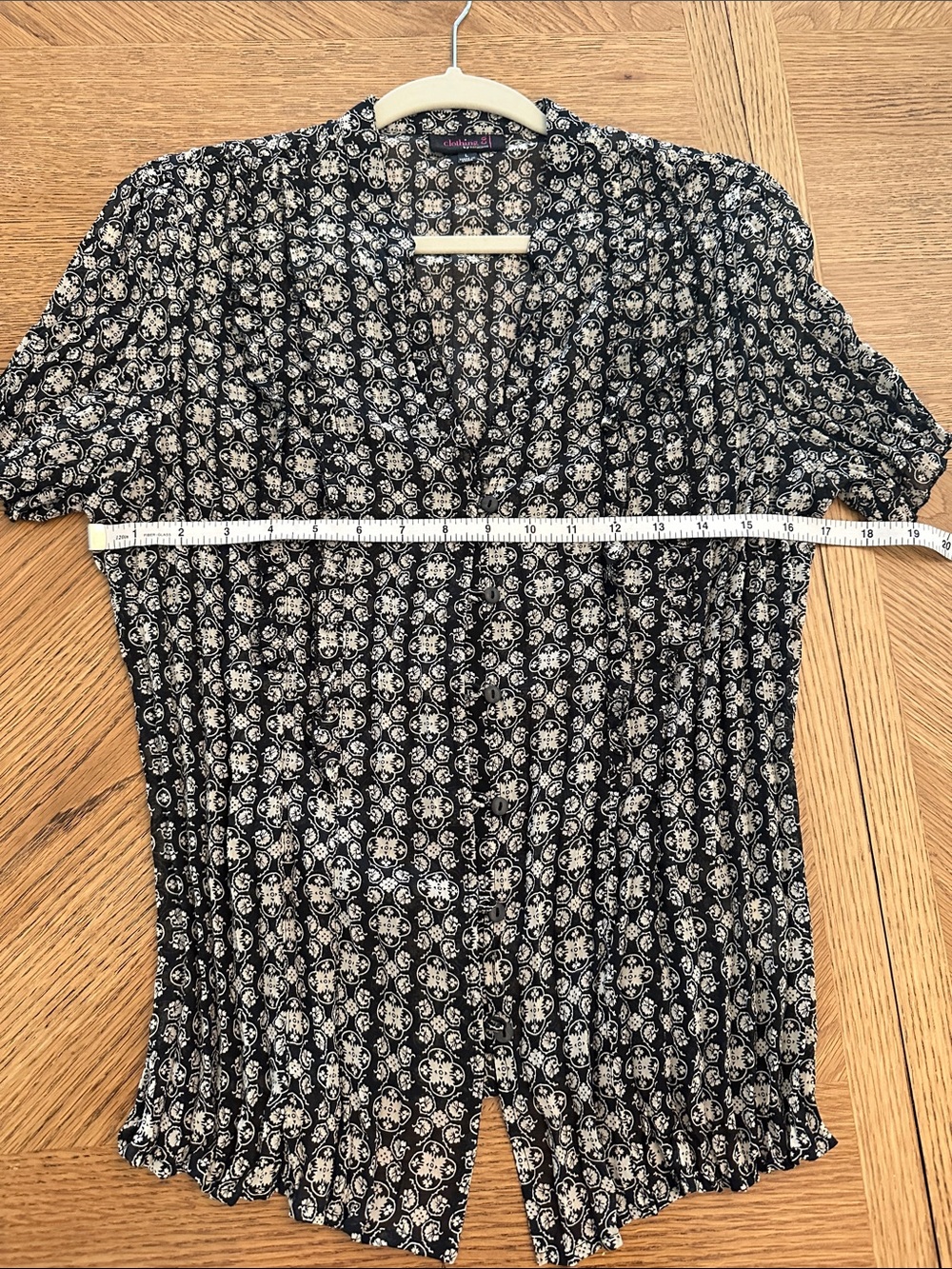 Notations Black Top with Cream Floral Print